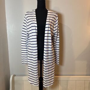 Chico's The Ultimate Tee Cardigan Size Large Open Front Cotton Slub Knit Blue